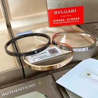 Bvlgari Bvlgari Engraved Double-Logo Enamel Bangle Bracelets