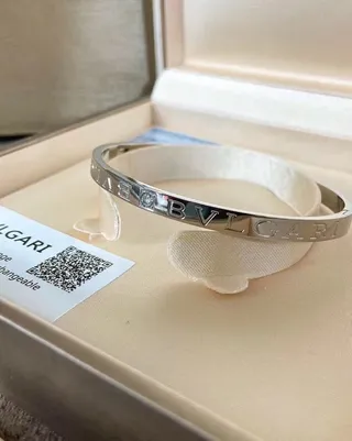Bvlgari Bvlgari Engraved Double-Logo Enamel Bangle Bracelets 6