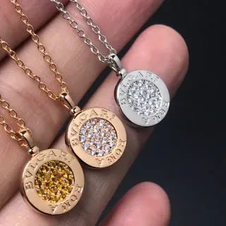 Bvlgari Circular Pavé Disc Pendant Necklace