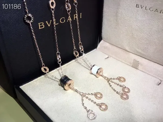 Bvlgari Fiore di argent et or pendentif cylindrique dangles chaîne de franges collier 7