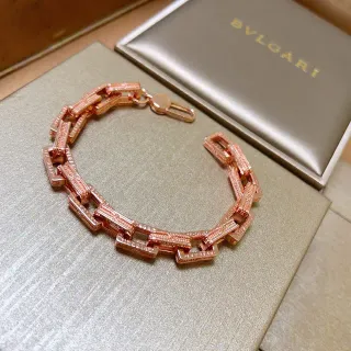 Bvlgari জ্যামিতিক আয়তক্ষেত্র লিঙ্ক গোলাপি সোনার ব্রেসলেট