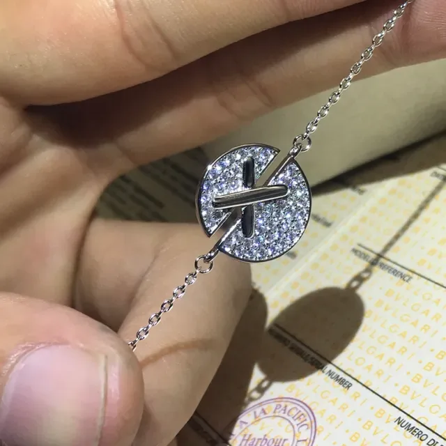 Bvlgari Gold-Tone Pavé Crystal Disc Pendant Necklace 6