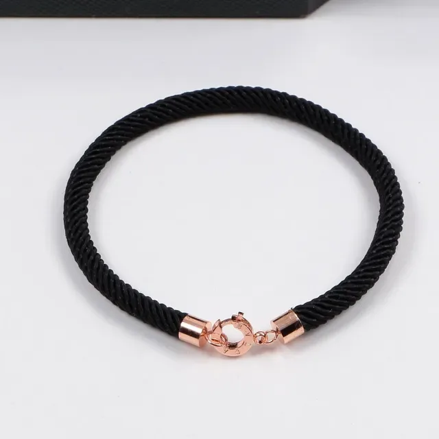 Bvlgari Bracelet Cordon Tressé Rouge Noir Hardware Or Rose 4