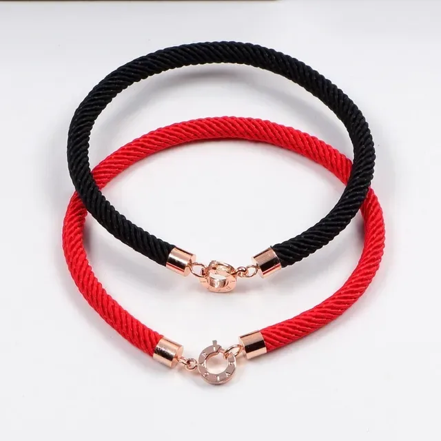 Bvlgari Bracelet Cordon Tressé Rouge Noir Hardware Or Rose 6