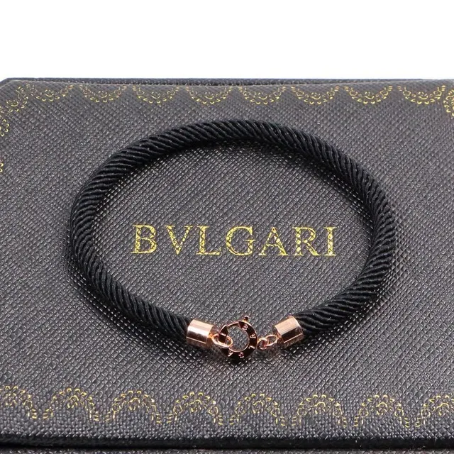 Bvlgari Bracelet Cordon Tressé Rouge Noir Hardware Or Rose 7
