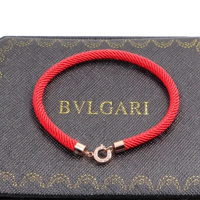 Bvlgari Bracelet Cordon Tressé Rouge Noir Hardware Or Rose 8