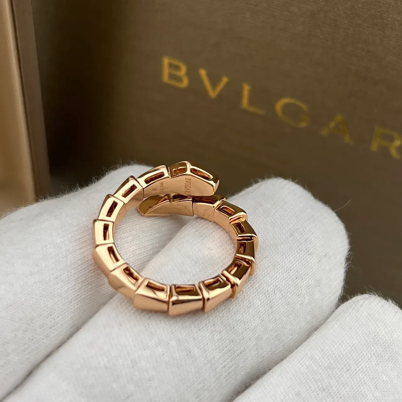 Bvlgari Serpenti Silver Gold Articulated Serpentine Band Segmented Geometric Links Ring 2