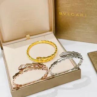 Bvlgari Serpenti Tubogas डायमंड सेट गोल्ड ब्रेसलेट