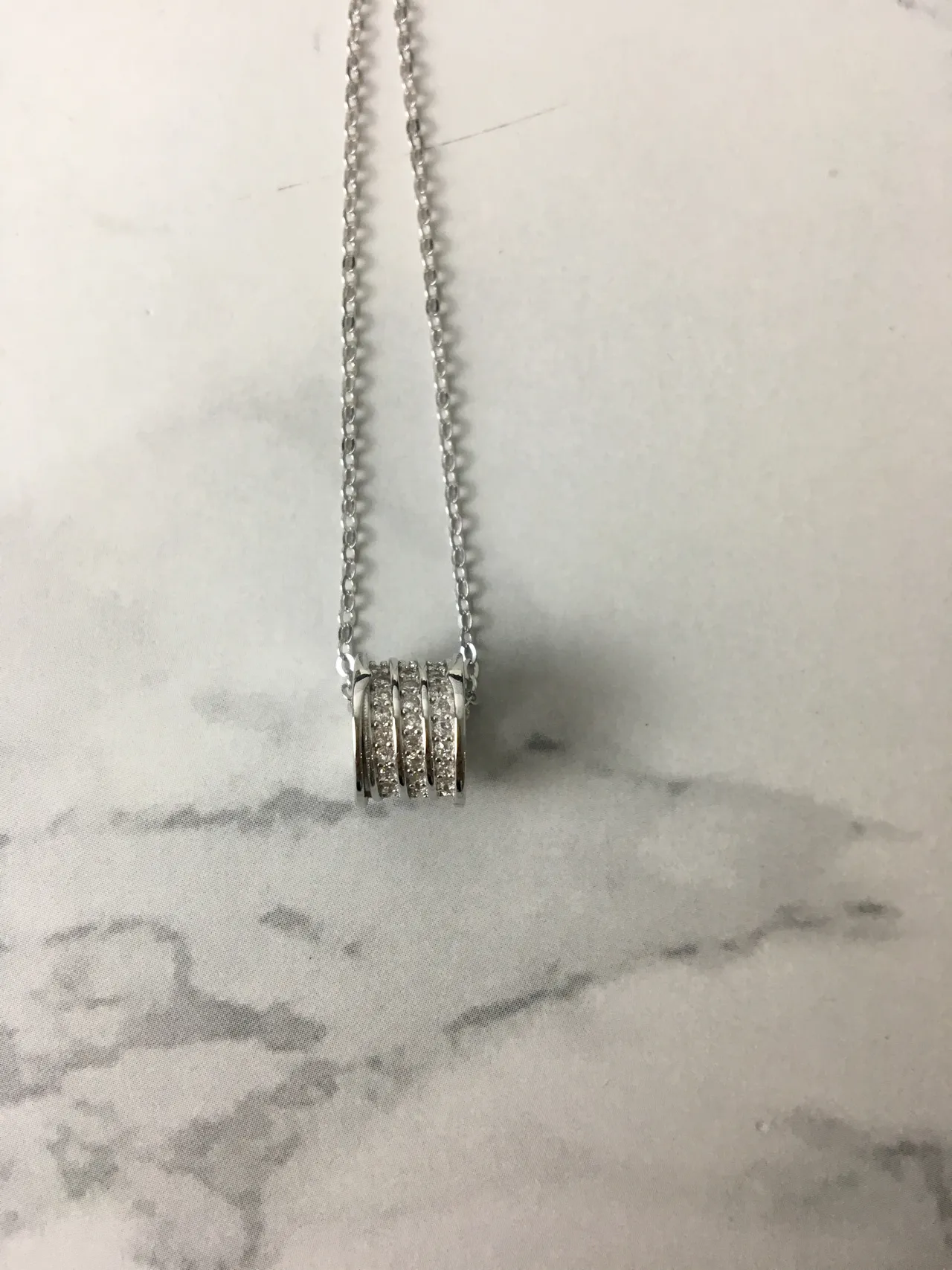 Bvlgari Collier pendentif cylindrique multi-bande argent-or pierres pavé-set 2