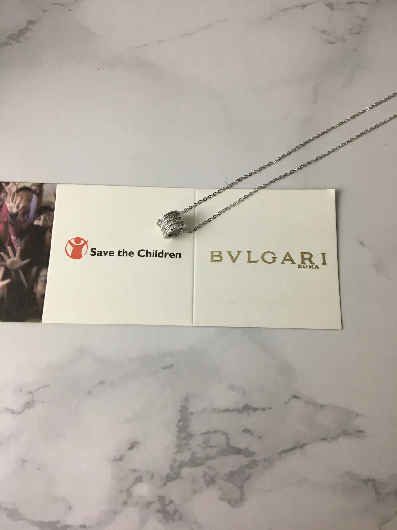 Bvlgari Collier pendentif cylindrique multi-bande argent-or pierres pavé-set 7