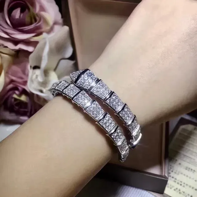 Bvlgari Prata Branca Pulseira Articulada Serpentina Pavé-Diamond 2