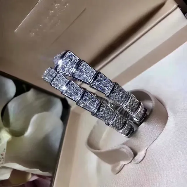 Bvlgari Prata Branca Pulseira Articulada Serpentina Pavé-Diamond 3