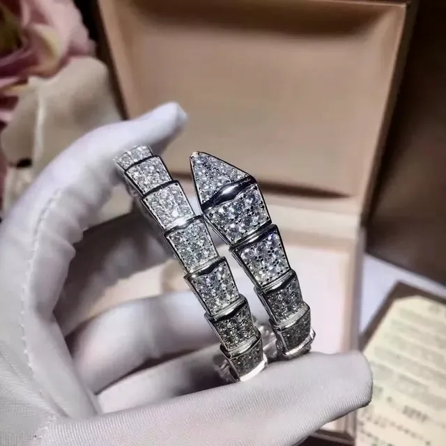 Bvlgari Prata Branca Pulseira Articulada Serpentina Pavé-Diamond 4