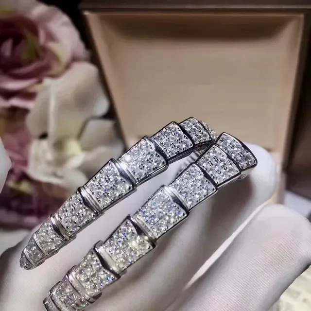Bvlgari Prata Branca Pulseira Articulada Serpentina Pavé-Diamond 5