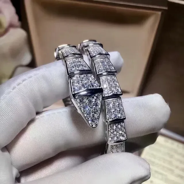 Bvlgari Prata Branca Pulseira Articulada Serpentina Pavé-Diamond 8