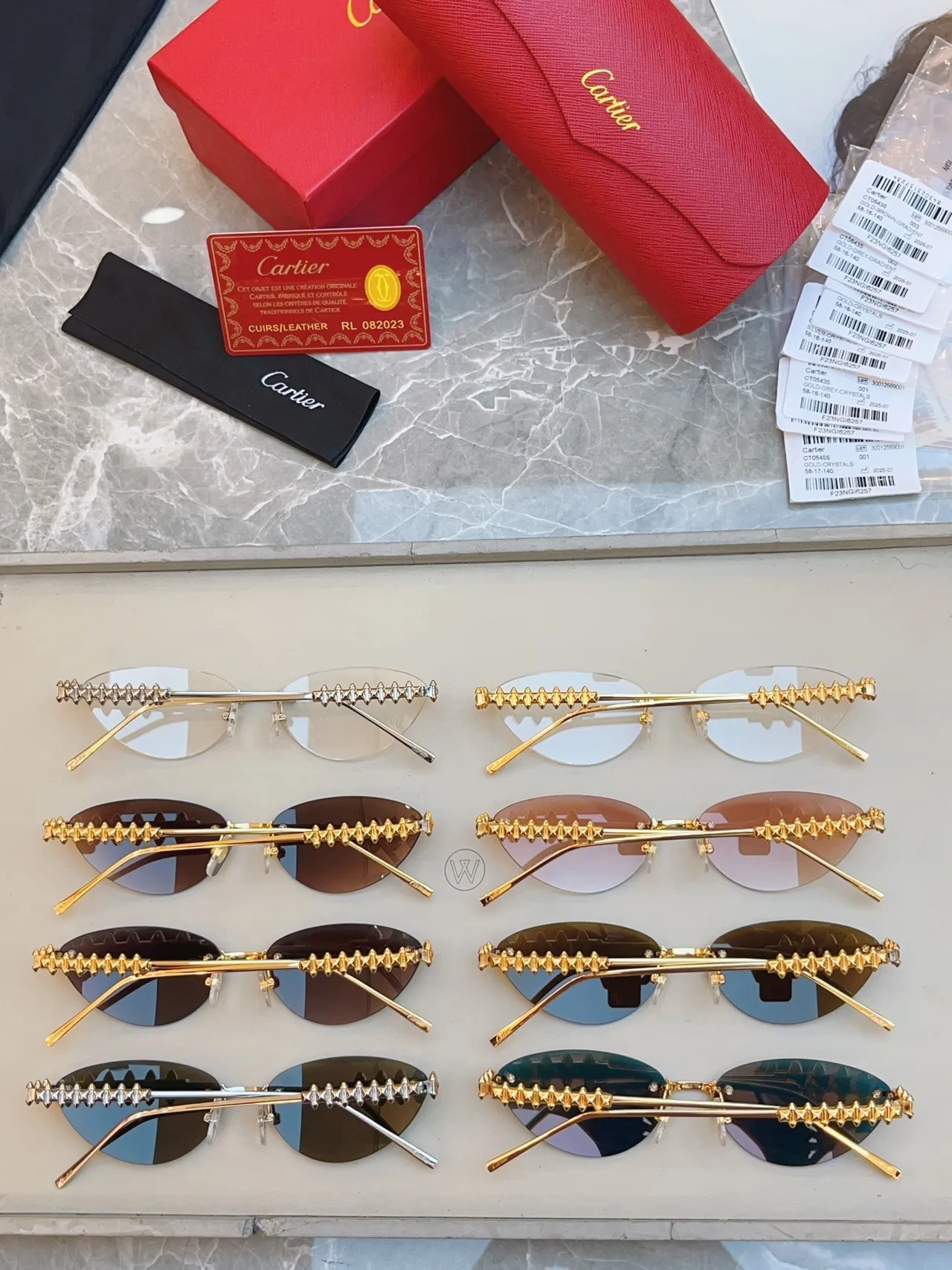 Cartier Diabolo de Cartier doré avec picots sans bord œil de chat lunettes de soleil 3