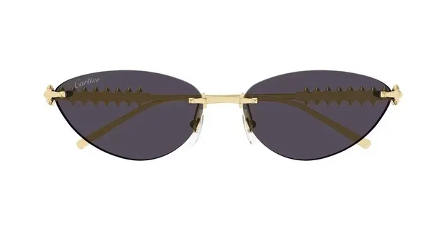 Cartier Diabolo de Cartier doré avec picots sans bord œil de chat lunettes de soleil 4