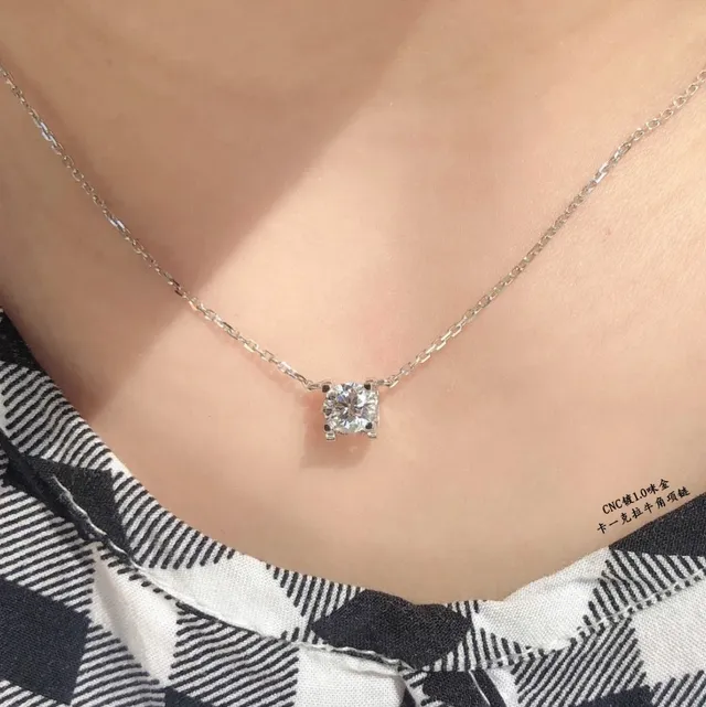 Cartier or argent pendentif solitaire réglage à quatre griffes collier 9