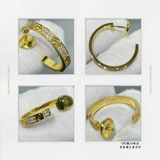 Cartier Juste un Clou Boucles d'oreilles or noir motif ouvert Pavé-Set pierres 5