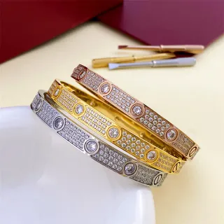 Cartier Love Bracelet Pavé Crystal Rigid Bangle Bracelets