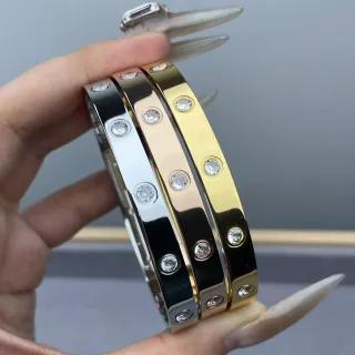 Cartier Love Bracelet Silver Rose Gold Yellow Gold Screw-Set Crystal Bracelets