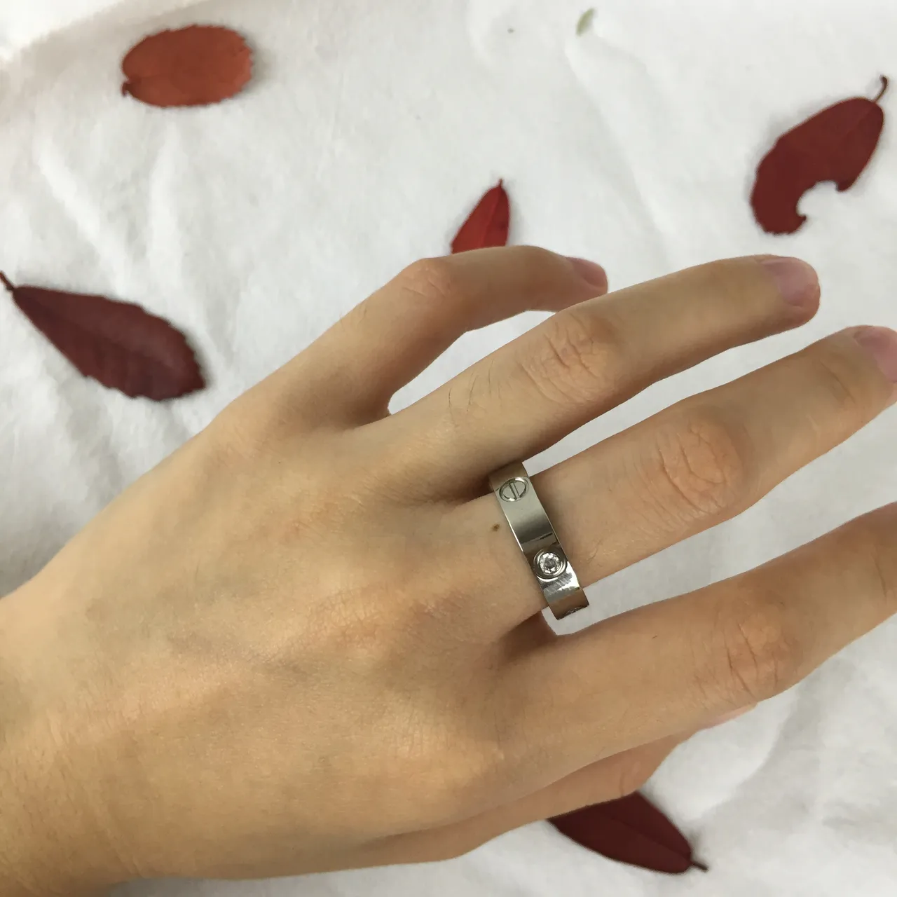 Cartier Love Ring Silver Single Stone Ring 2