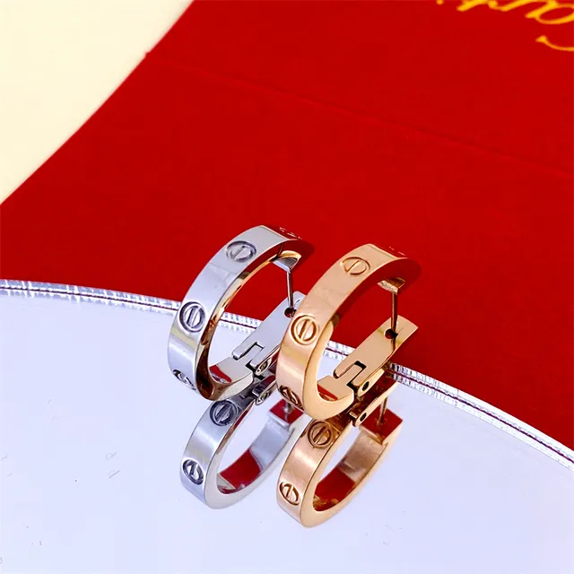 Cartier Love Motif de vis Boucles d'oreilles à cerceau polies 2