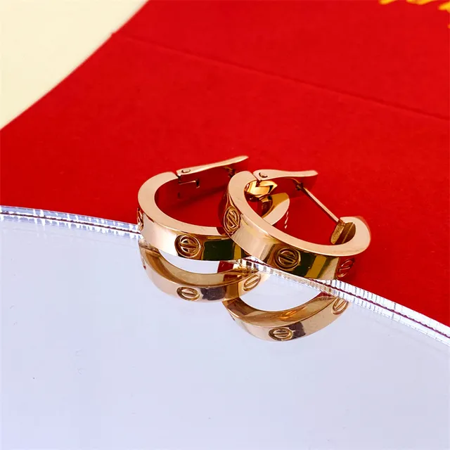 Cartier Love Motif de vis Boucles d'oreilles à cerceau polies 3