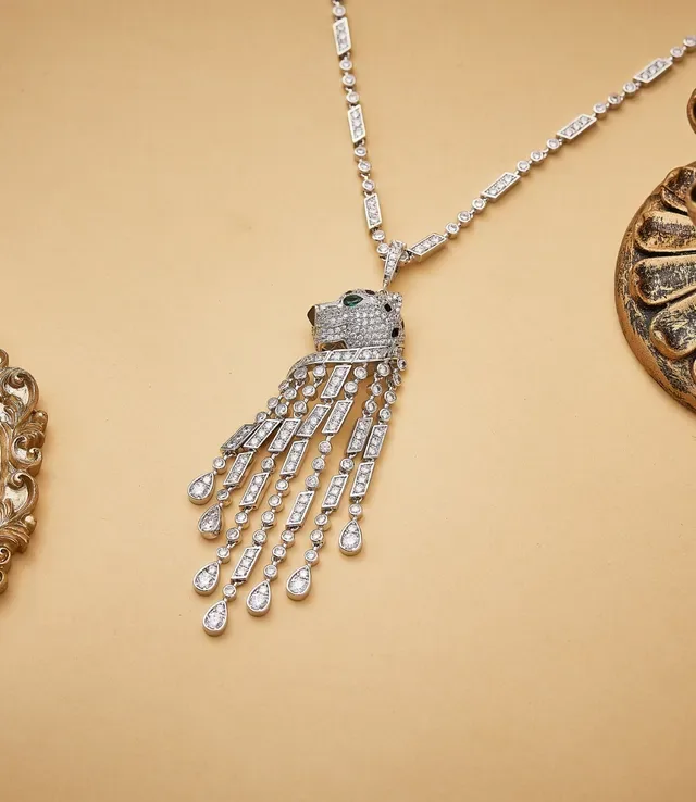 Collier Panthère Cartier Diamant Tête de Panthère Franges 2