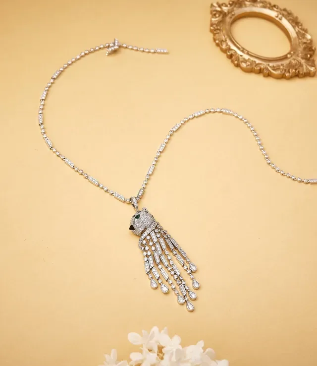 Collier Panthère Cartier Diamant Tête de Panthère Franges 5