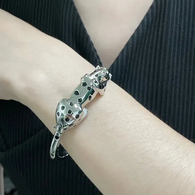 Bracelet Cartier Panthère Motif Argent et Noir Émail 8
