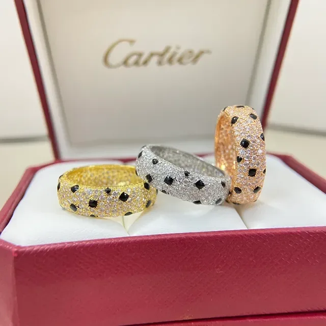 Bagues Cartier Panthère Diamants Pavés et Onyx Large Bande 2