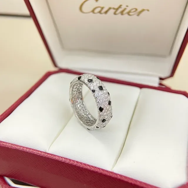 Bagues Cartier Panthère Diamants Pavés et Onyx Large Bande 3