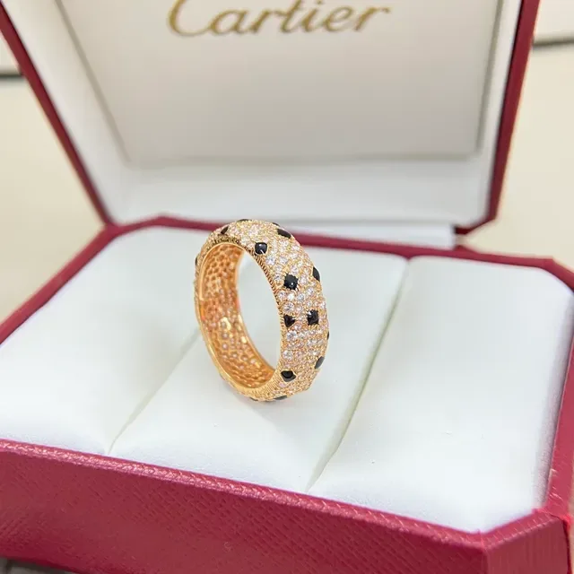 Bagues Cartier Panthère Diamants Pavés et Onyx Large Bande 5
