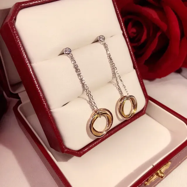 Boucles d'oreilles Cartier Trinity Tricolor Or Chaîne 3