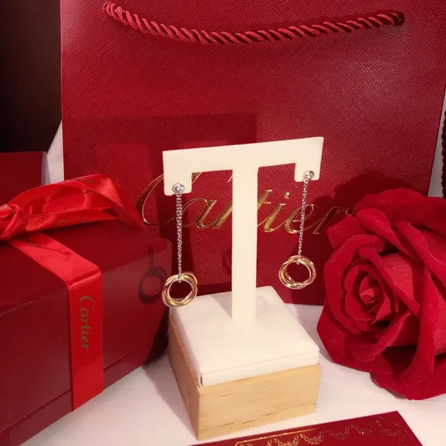 Boucles d'oreilles Cartier Trinity Tricolor Or Chaîne 7