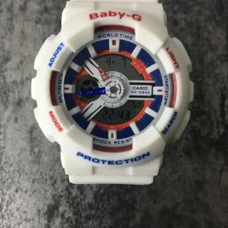 Casio Baby-G GA-110 أبيض أحمر أزرق ساعة رياضية