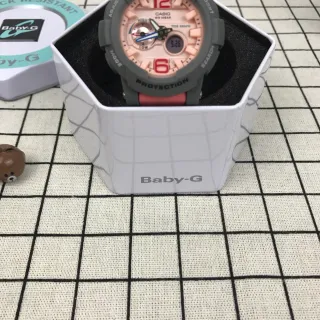 Casio Baby-G رمادي وردي هجين تناظري-رقمي دالة رسم بياني للمد والجزر ساعة