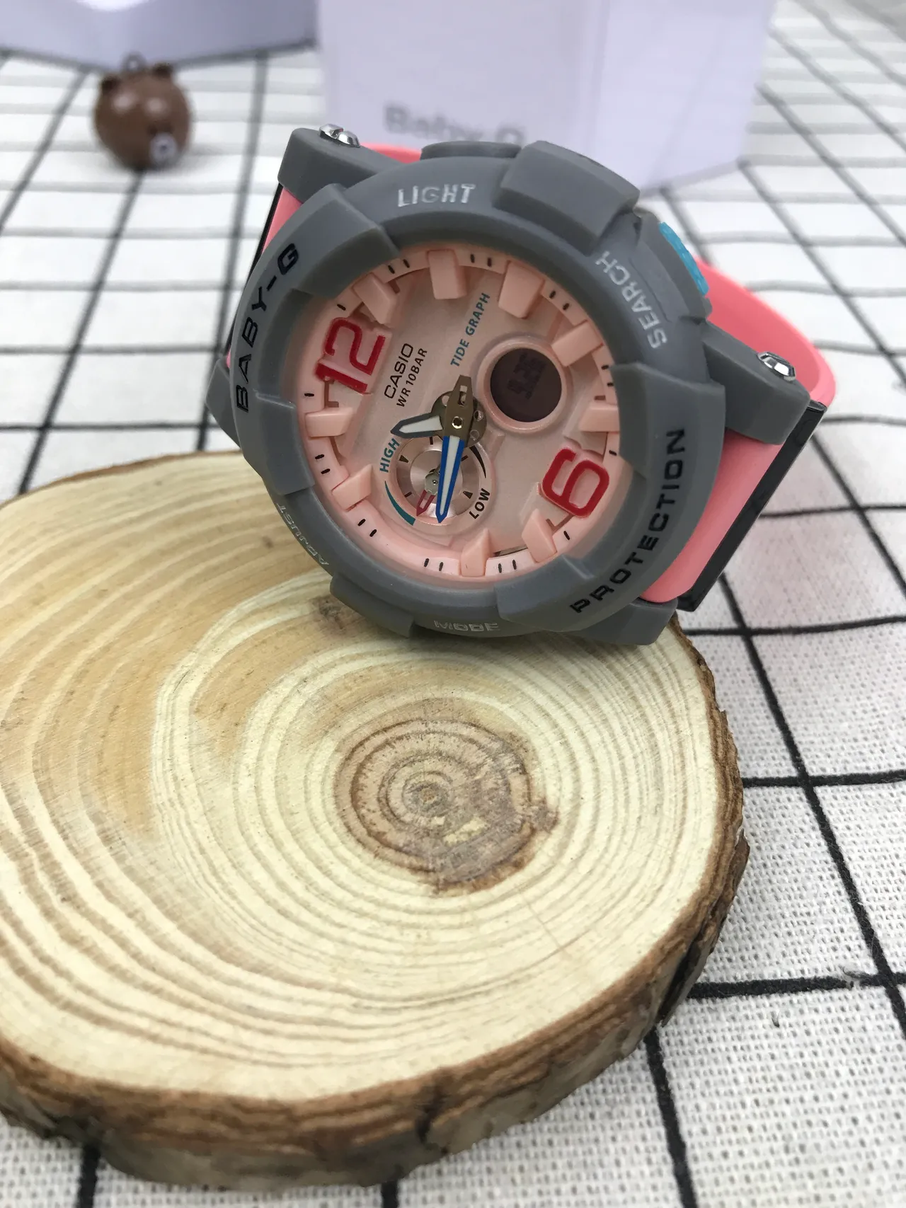 Casio Baby-G Gray Pink Analog-Digital Hybrid Tide Graph Function Watch 3