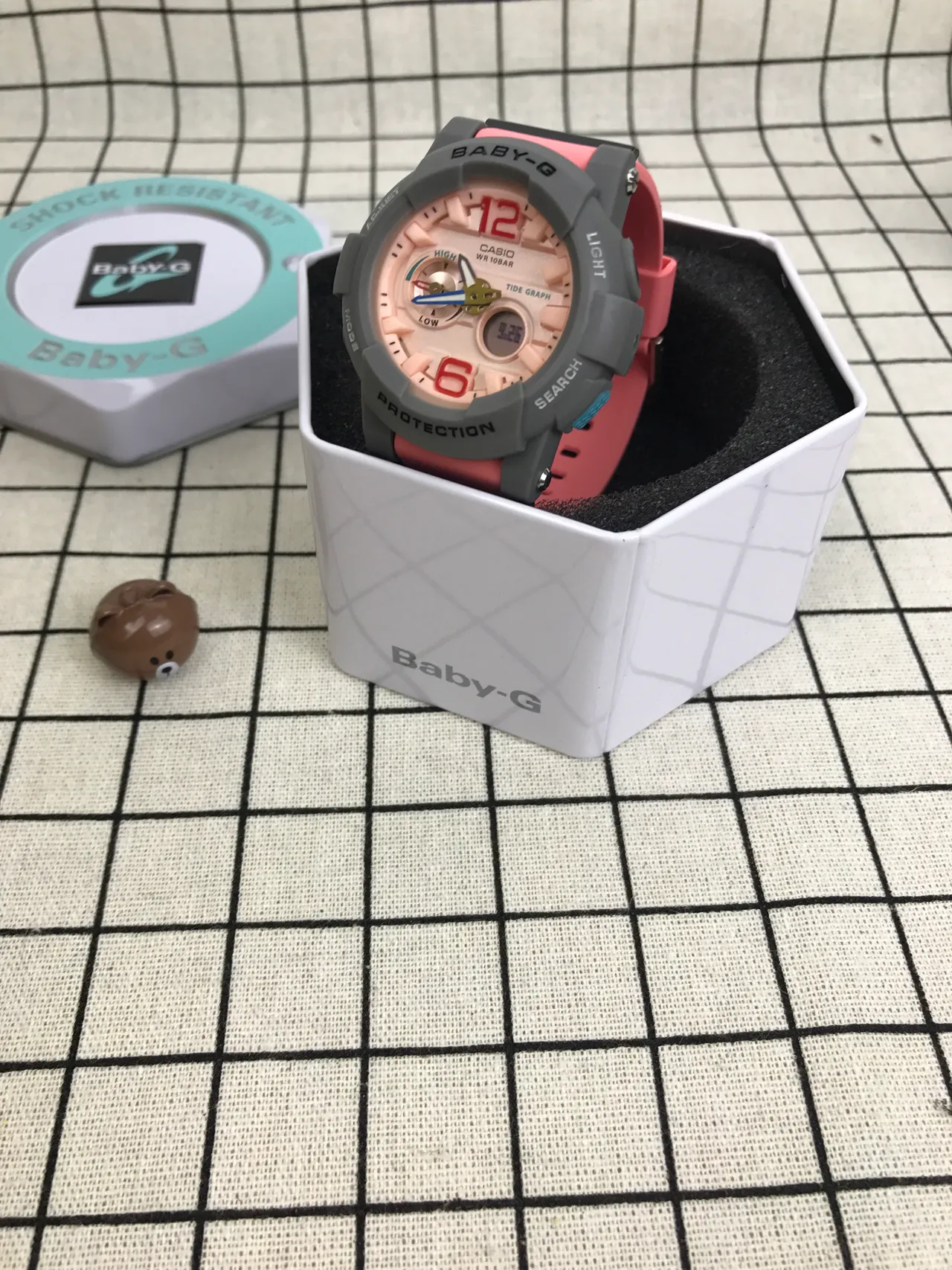 Casio Baby-G Gray Pink Analog-Digital Hybrid Tide Graph Function Watch 4