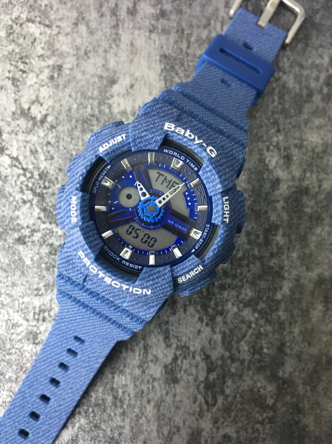 Casio Baby-G Relógio Esportivo Caixa de Resina Texturizada Azul Relógio Híbrido Analógico-Digital 5