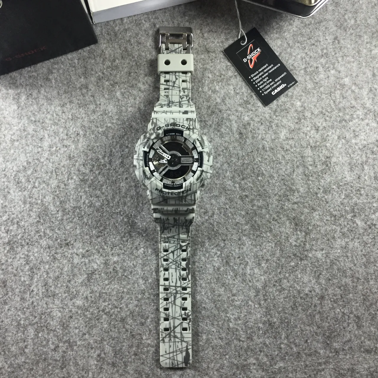 Casio Beige Gray Dual Analog-Digital Display Bold Protective Bezel Watch 7