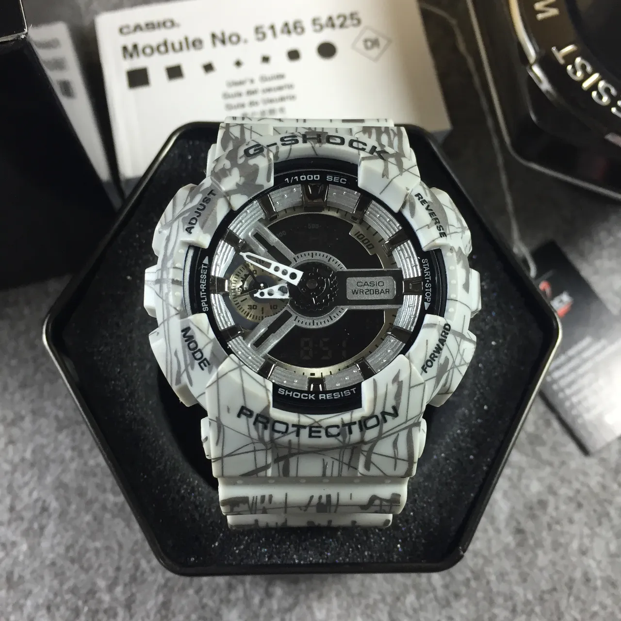 Casio Beige Gray Dual Analog-Digital Display Bold Protective Bezel Watch 12