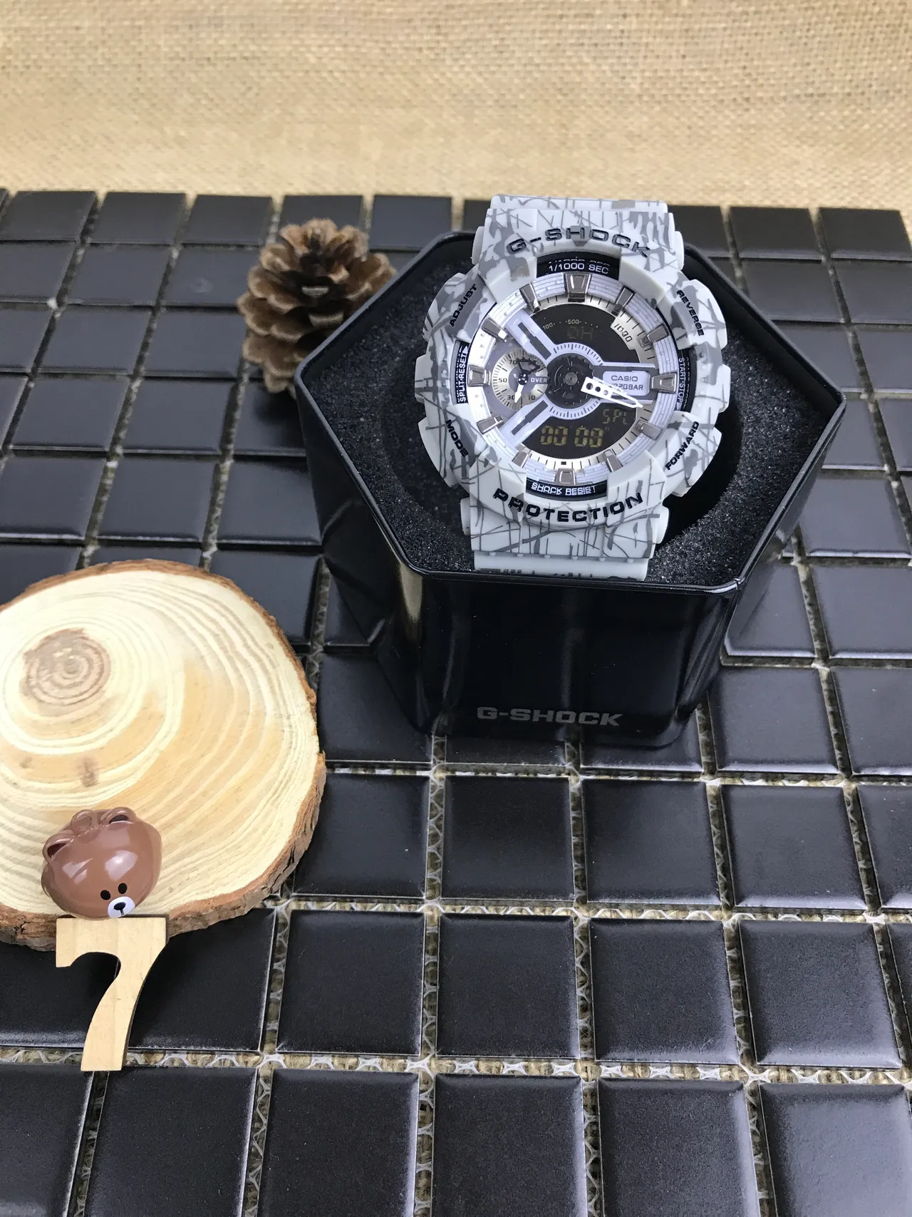 Casio Beige Gray Dual Analog-Digital Display Bold Protective Bezel Watch 14