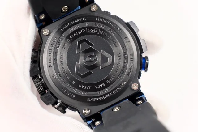 Casio Black Blue Carbon Fiber Bezel Titanium Bracelet Watch 3