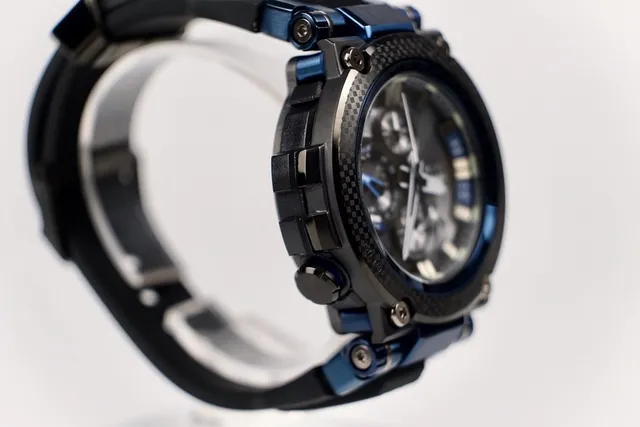 Casio Black Blue Carbon Fiber Bezel Titanium Bracelet Watch 6