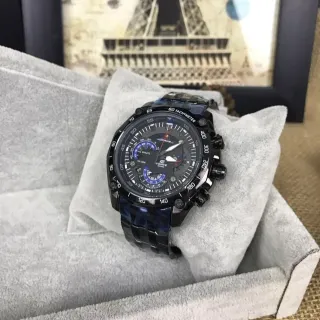 Casio Edifice أسود أزرق Ion-Plated Case Subdials ساعة