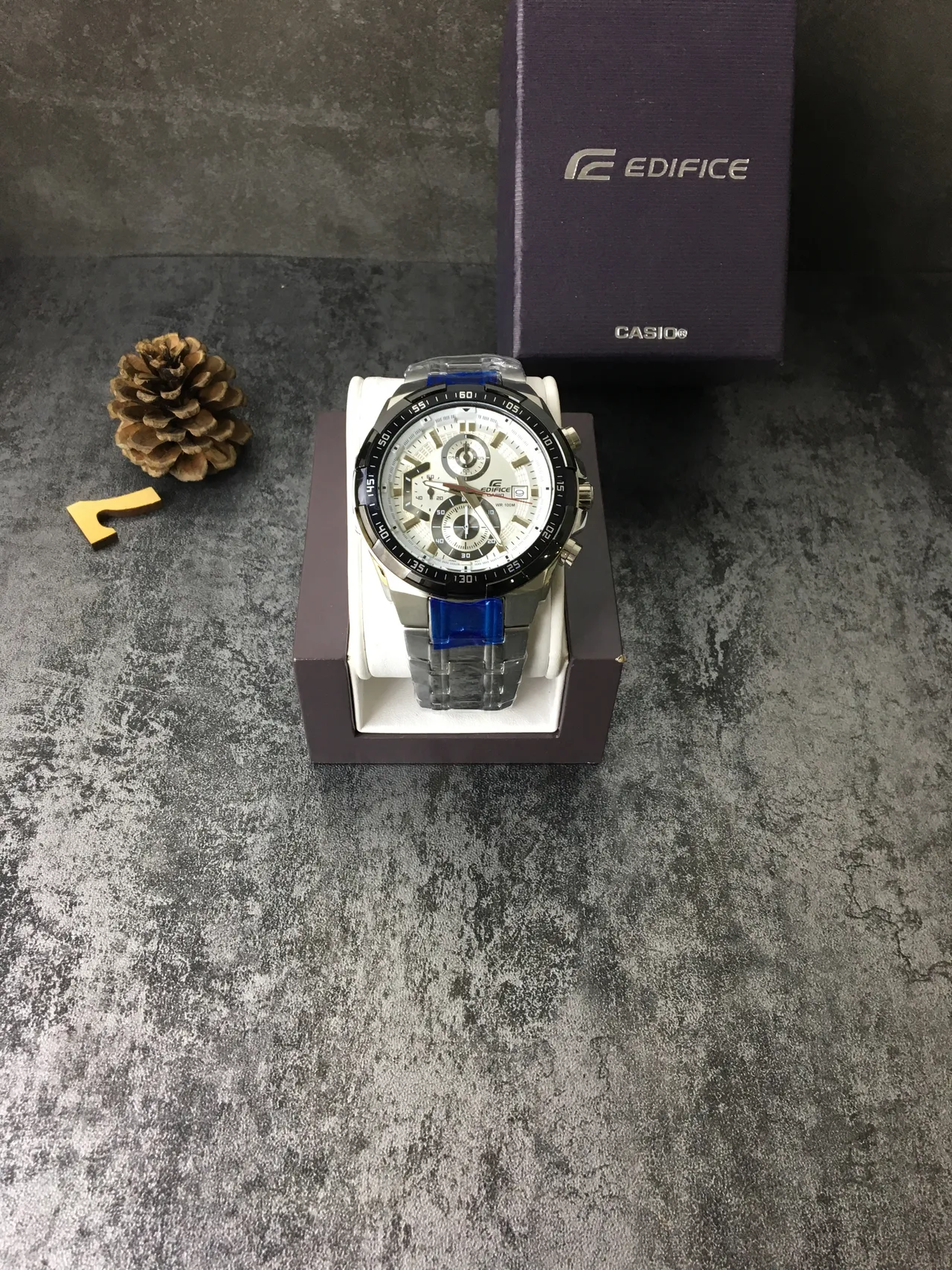 Casio Edifice Chronograph Black and White Quartz Watch 2