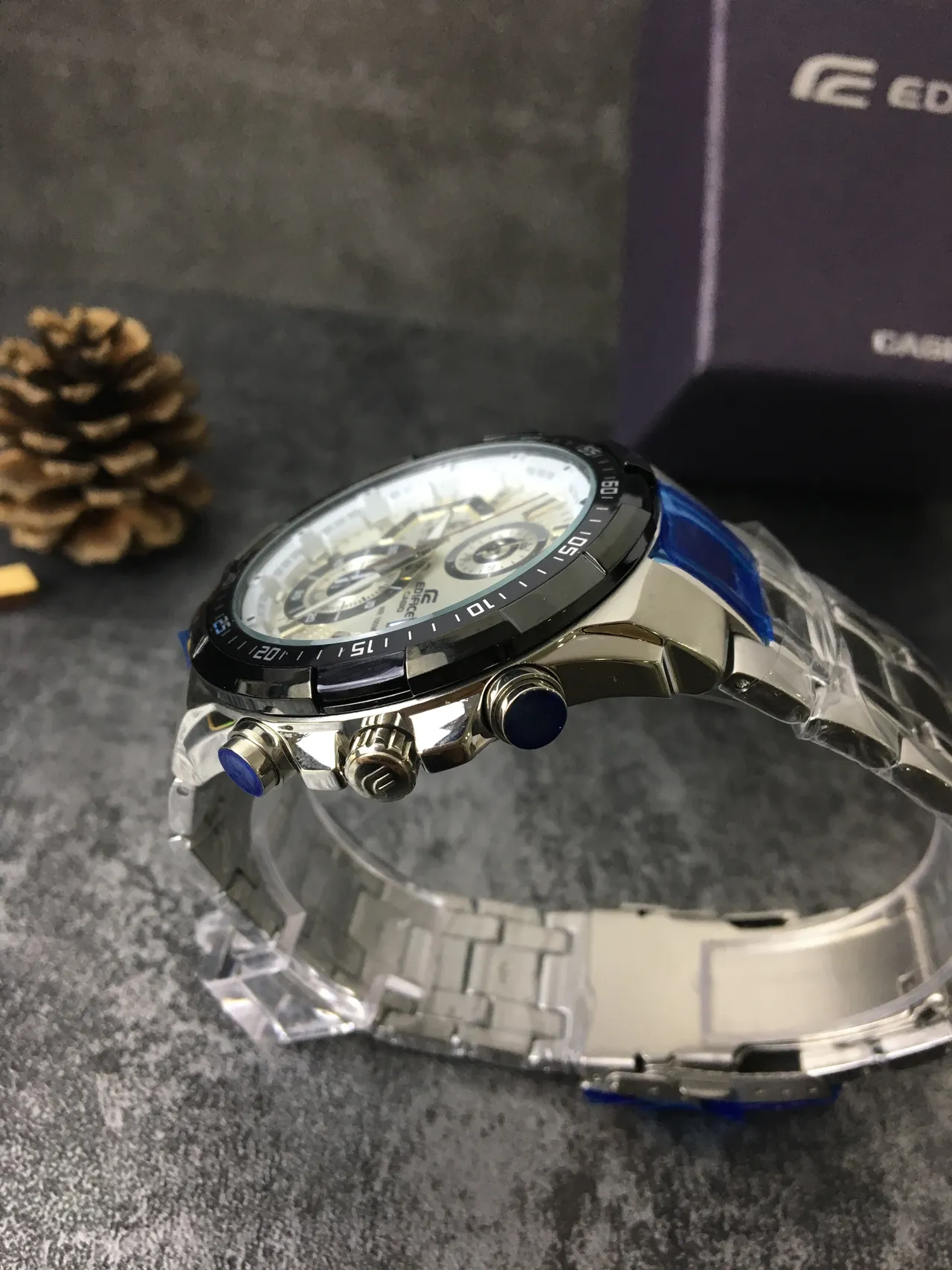 Casio Edifice Chronograph Black and White Quartz Watch 3