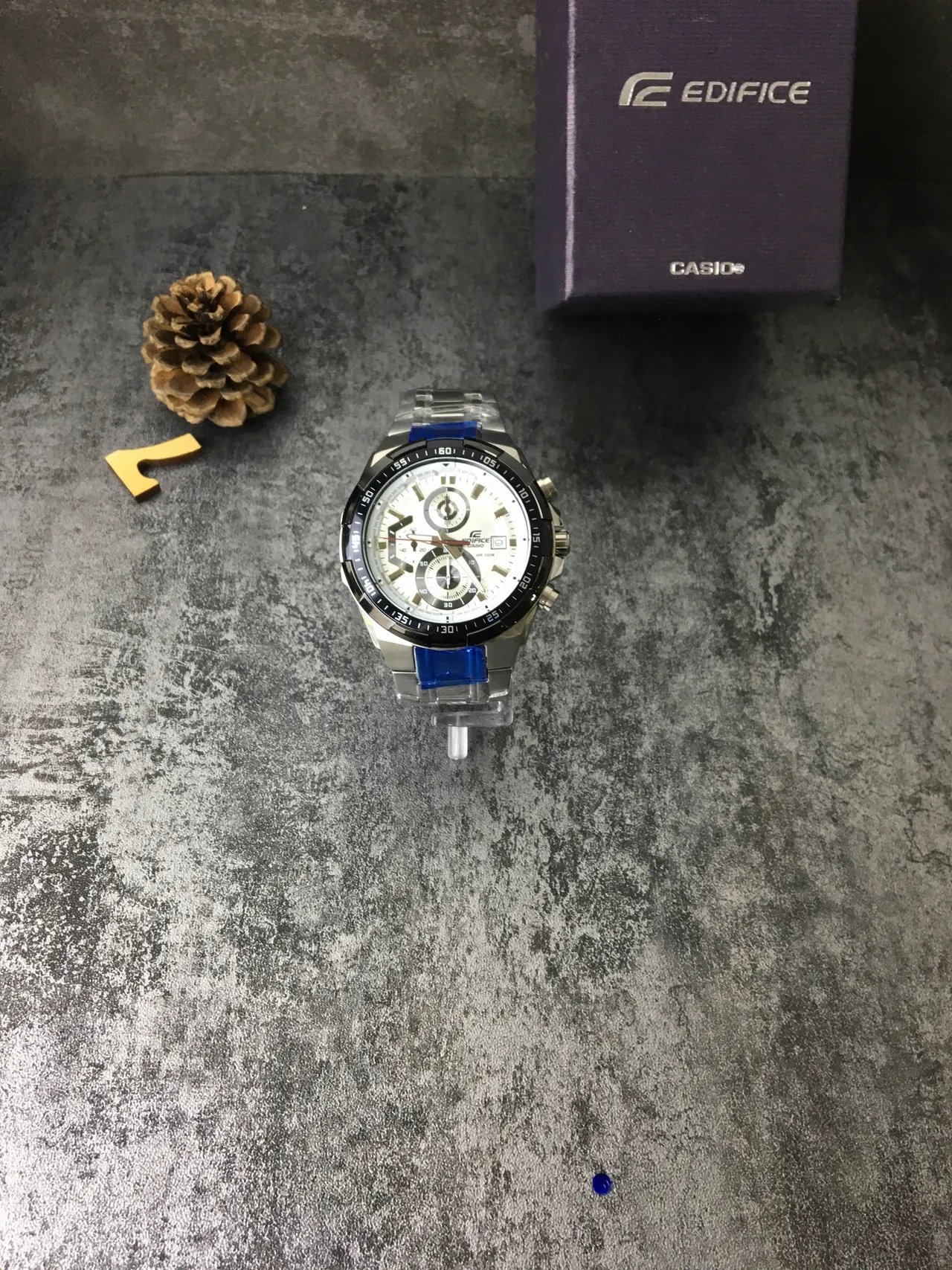 Casio Edifice Chronograph Black and White Quartz Watch 5